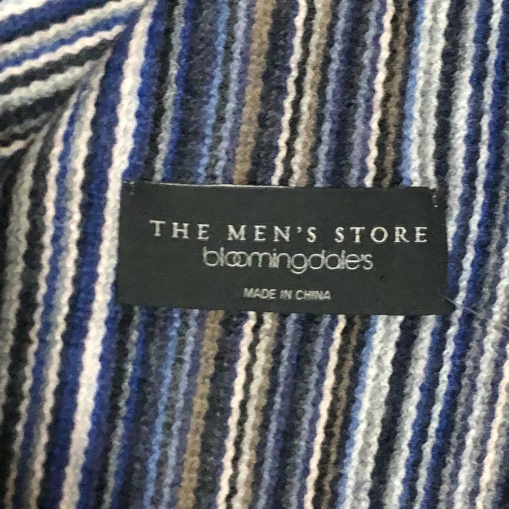 Bloomingdale's Men's Striped Scarf - Blue and Brown color blue tonal.